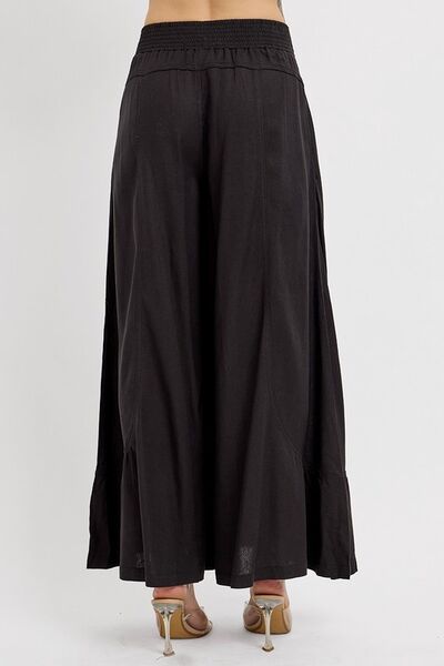 RISEN Shirring Detail Wide Leg Pants - Reed + Raven