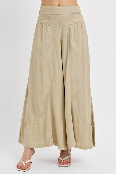 RISEN Shirring Detail Wide Leg Pants - Reed + Raven