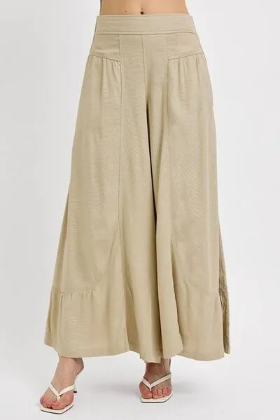 RISEN Shirring Detail Wide Leg Pants - Reed + Raven