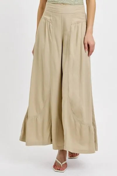 RISEN Shirring Detail Wide Leg Pants - Reed + Raven