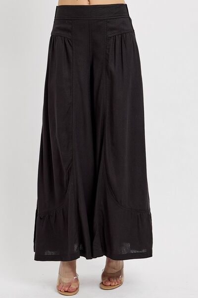 RISEN Shirring Detail Wide Leg Pants - Reed + Raven