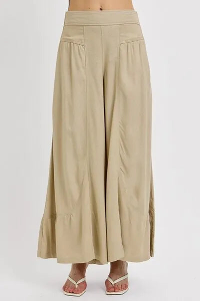 RISEN Shirring Detail Wide Leg Pants - Reed + Raven