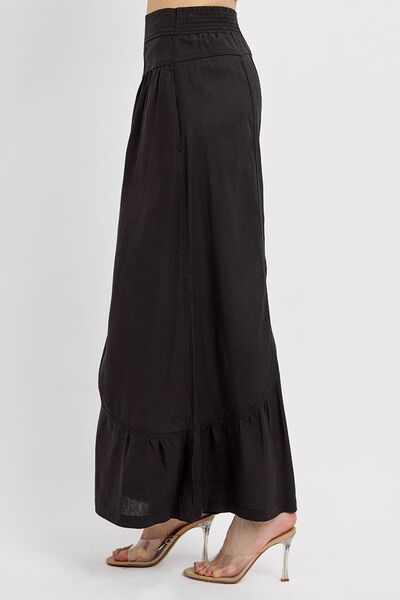 RISEN Shirring Detail Wide Leg Pants - Reed + Raven