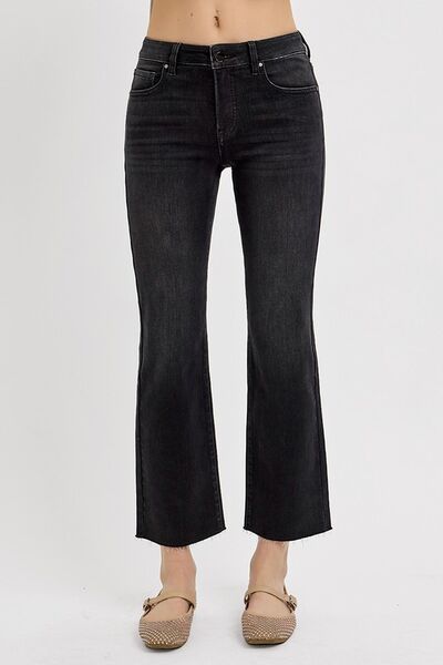 RISEN Tummy Control Mid Rise Crop Straight Jeans - Reed + Raven