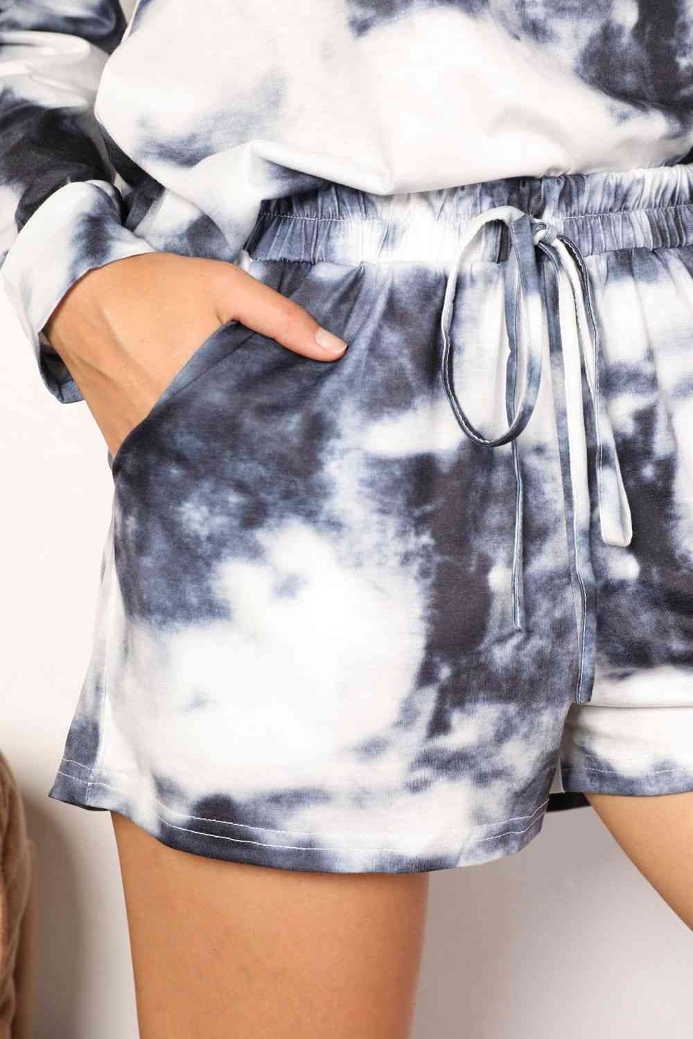 Shiny Tie - Dye Round Neck Top and Shorts Lounge Set - Reed + Raven