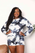 Shiny Tie - Dye Round Neck Top and Shorts Lounge Set - Reed + Raven