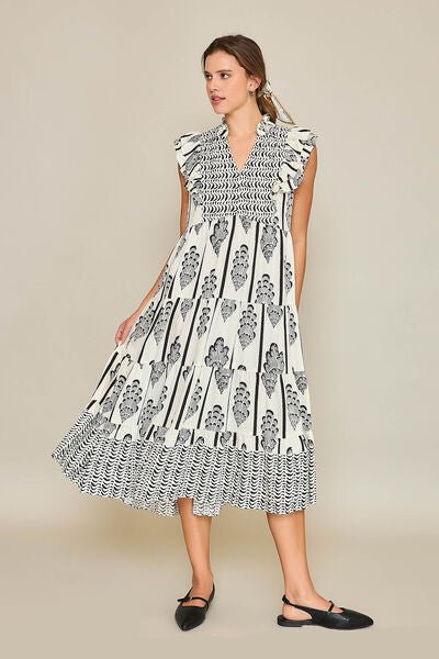 Umgee Full Size Boarder Print Midi Dress Plus Size - Reed + Raven