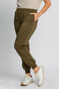 Umgee Full Size High Rise Elastic Waist Knit Joggers with Pockets Plus Size - Reed + Raven