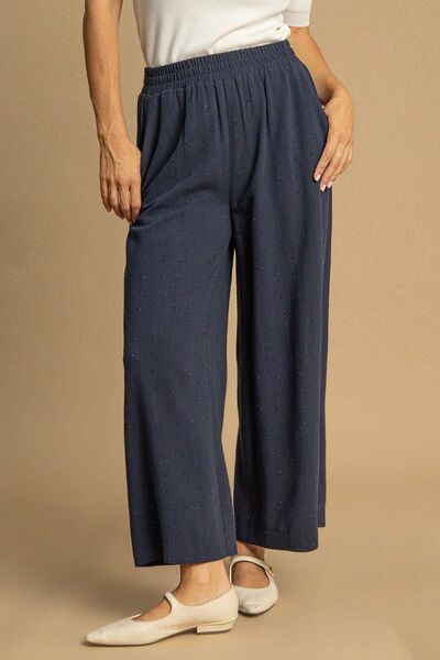 Umgee Full Size High Waisted Embellished Linen Pants Plus Size - Reed + Raven