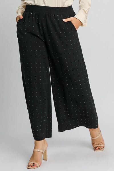 Umgee Full Size High Waisted Embellished Linen Pants Plus Size - Reed + Raven
