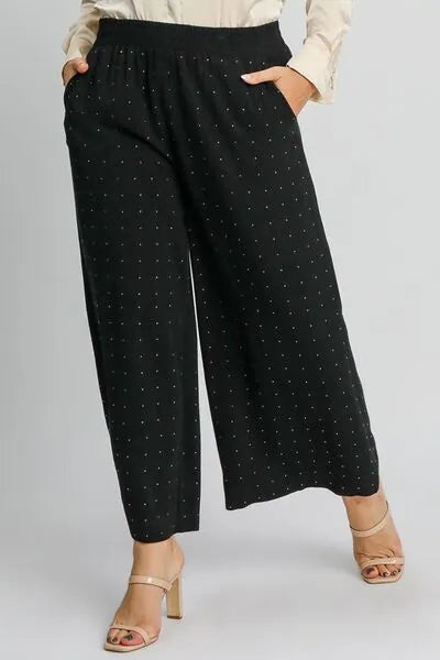 Umgee Full Size High Waisted Embellished Linen Pants Plus Size - Reed + Raven