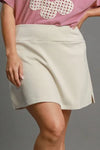 Umgee Full Size Mid-Rise Skort with Pockets Plus Size