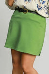 Umgee Full Size Mid-Rise Skort with Pockets Plus Size