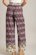 Umgee Full Size Mixed Print Elastic Waistband Pants Plus Size - Reed + Raven