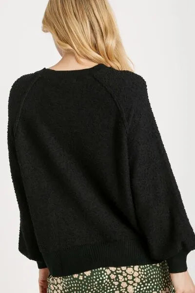 Umgee Full Size Round Neck Long Sleeve Sweater Plus Size - Reed + Raven