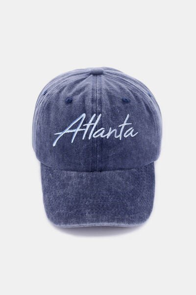 Zenana Washed ATLANTA Embroidered Baseball Cap - Reed + Raven